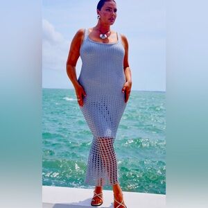NWT Eloquii pure silver metallic knit maxi.